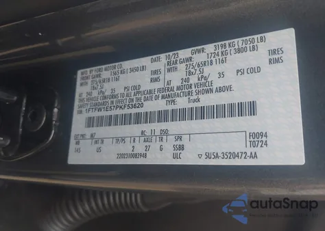 2023 Ford F-150 Xlt from USA, damaged, VIN 1FTFW1E57PKF53620